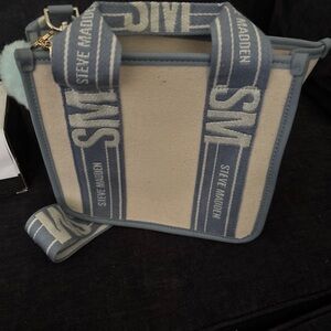 Steve Madden Blue and Cream Tote Bag cute bag for school for a girl new
